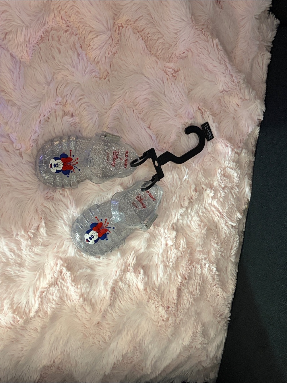 Disney Silver Glitter Jelly Sandals with Mickey Graphic